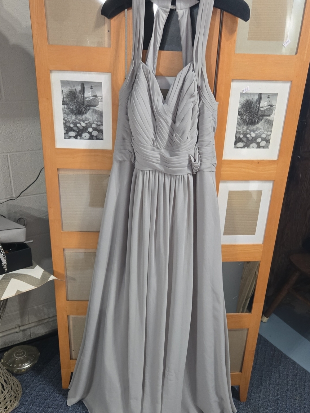Azazie Silver Halter Chiffon Bridesmaid Dress